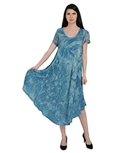 Short Sleeve Rayon long Umbrella Style One Size (Fits Most Miss/Plus) Phuket A Line Dress in 6 color options