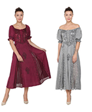 Plus Size Advance Apparels Celtic-Inspired Renaissance Short Sleeve Acid-Washed Dress 