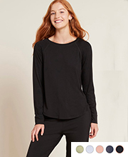 Bamboo Goodnight Raglan Long Sleeve Pajama Top in Black, Slate, Sage, Dove & Pink