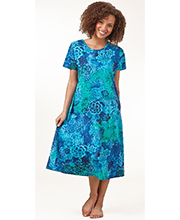 La Cera Dress with pockets - Cotton Knit A-Line Blue Dress in Deep Lagoon