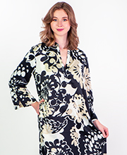 "N" by Natori Mandarin Neck Satin Long Caftan - Dusky Soleil
