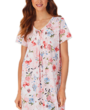 Special - Carole Hochman Short Sleeve 100% Cotton Knit Waltz 42" Nightgown - Magnolia Pink Print
