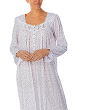 Eileen West Cotton Modal Knit Ballet Nightgown - Long Sleeve in Misty Vines