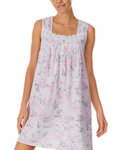 SPECIAL SALE - Eileen West Short Sleeveless 100% Cotton Chemise Nightgown Rose Floral