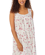 Eileen West Long Cotton Sleeveless Nightgown in Festive Floral