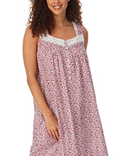 Eileen West Long Cotton Lawn Sleeveless Nightgown in Berry Ditsy