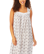 Eileen West (Sizes S & M) Long Cotton Sleeveless Nightgown in Lava Swirl