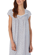 Eileen West Cotton Chambray Cap Sleeve Waltz Nightgown in Misty Grey Chambray