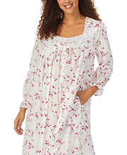 Eileen West Cotton Lawn Long Nightgown and Robe Set in Festive Floral