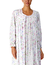 Eileen West Two Piece Long Cotton Lawn Sleeveless Nightgown & Robe Set in Spring Garden