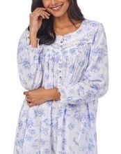 Eileen West Robe (Size XL) Button Front Cotton Lawn Ballet in Peri Floral Dream