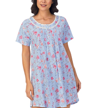 Carole Hochman Short Sleeve 100% Cotton Short Nightgown - Floral Bounty