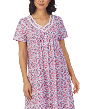 Special - Carole Hochman (Size S & L) Short Sleeve 100% Cotton Waltz 42" Nightgown - Summer Garden