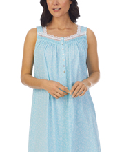 Eileen West Cotton Knit Sleeveless Long Nightgown in Daisy Fields