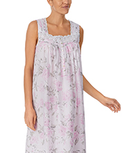 Eileen West  Sleeveless 100% Cotton Nightgown -  Ballet Length in Rose Floral