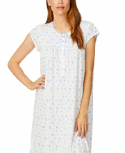 Eileen West 42" Waltz Cap Sleeve Cotton Modal Nightgown in Blue Breeze