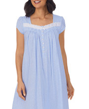 Eileen West Cotton Knit Cap Sleeve Ballet Nightgown in Blue Floral