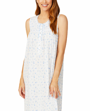 Eileen West (Size L) Cotton Modal Long Sleeveless Nightgown in Blue Breeze