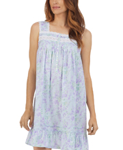 Eileen West Cotton Lawn Sleeveless Chemise Gown in Spring Sky