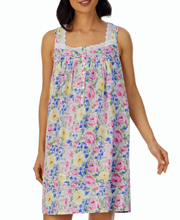 Eileen West Short Cotton Lawn Sleeveless Nightgown in Watercolor Dream