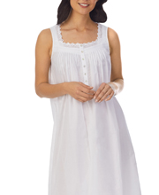 Eileen West  Cotton Lawn Sleeveless Night Gown in Lily White