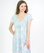 Miss Elaine (Size S) Flutter Sleeve Sofiknit Long Nightgown in Victorian Blue