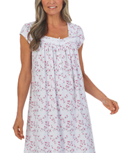 Eileen West Cotton Knit Cap Sleeve Ballet Nightgown in Tulip Floral