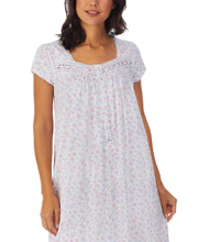 Eileen West Plus (Size 3X) Cotton Knit Cap Sleeve Ballet Nightgown in Enchanting Floral