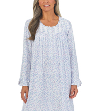 Eileen West Long Sleeve Peached Cotton Knit Ballet Nightgown in Periwinkle Corsage