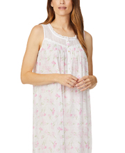 Eileen West Long Sleeveless 100% Cotton Swiss Dot Nightgown - Pink Passion
