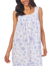 Plus Eileen West Cotton Lawn Sleeveless Ballet Nightgown in Peri Floral