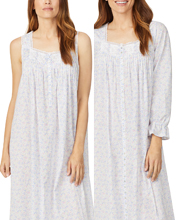 Eileen West Nightgown and Robe Set - 100% Cotton Ballet in Classic Ditsy Peri