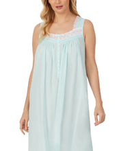 Eileen West (Size M) Woven Cotton Lawn Ballet Sleeveless Gown in Soft Turquoise