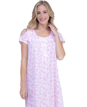 Aria Small Cotton Polyester Knit Short Sleeve Ballet Nightgown in Pink Paisley