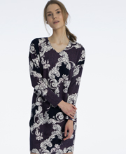 Calida Long Sleeve Cotton Knit Short Nightgown in Parisian Nights