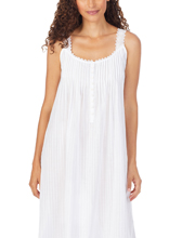 Eileen West (Size M) Woven Cotton Dobby Stripe Ballet Gown in Sunny White