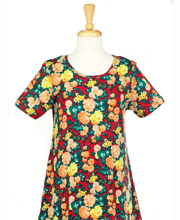 La Cera (Size L)  Cotton Dress Knit - Short Sleeve in Floral Glow