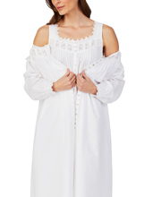 Eileen West Long Cotton Lawn Sleeveness Nightgown / Robe Set in Sparkling White