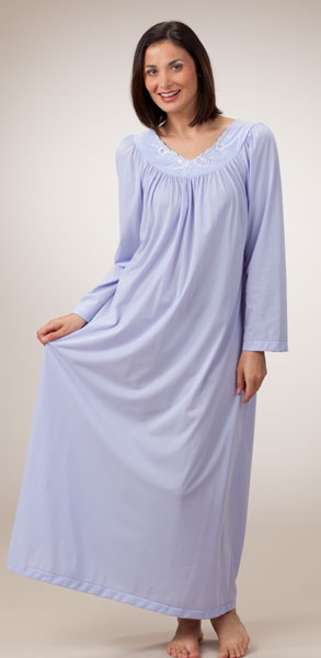 Plus Size Shadowline Gown - Long Sleeve Long Peri Nylon Gown