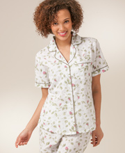 La Cera Cotton Pajamas in Blooming Vines Print