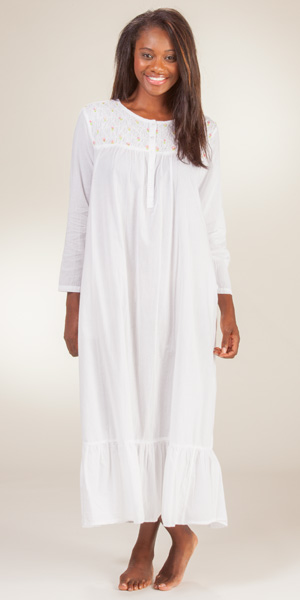 white cotton nightgown long