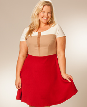 SC SALE Plus Size (2X) Dresses - Color Blocked Cap Sleeve in Classic Auburn