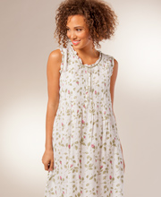 La Cera (Small & XL) "Soft and Easy" Sleeveless Cotton Night Gown  - Blooming Vines