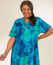 Plus Size Dresses - La Cera Knit A-Line Dress - Deep Lagoon