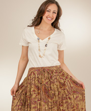Z4-28-2014 100% Cotton Crinkle Skirt - Desert Paisley