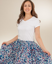 Z4-2-14Crinkle Skirt In 100% Cotton - Garden Paisley