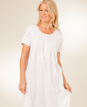 La Cera White Nightgowns - Cotton Short Sleeve in Pearl Innocence