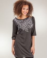 SC SALE Embroidered  Knit Tunic / Cover-up or Short Dress - Shadow Sprigs
