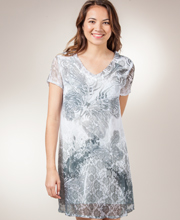 Short Dress / Tunic / Coverup - Cap Sleeve Chiffon Sublimation - Butterfly Grove