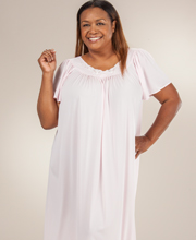 Plus Size Miss Elaine Classics Nylon Ballet Nightgown - Soft Pink